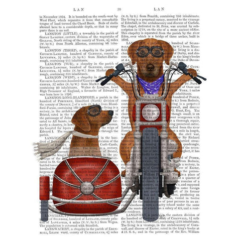 Rhodesian Ridgeback Chopper and Sidecar Black Modern Wood Framed Art Print by Fab Funky