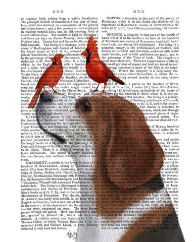 Beagle and Red Cardinals White Modern Wood Framed Art Print with Double Matting by Fab Funky
