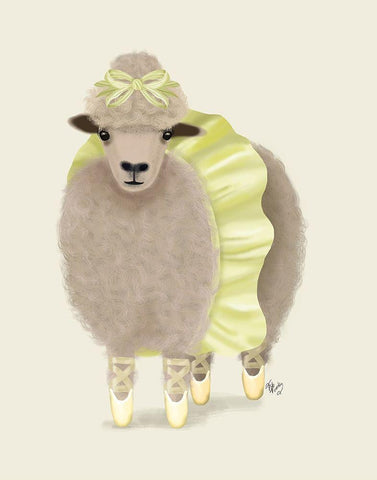 Ballet Sheep 2 White Modern Wood Framed Art Print with Double Matting by Fab Funky