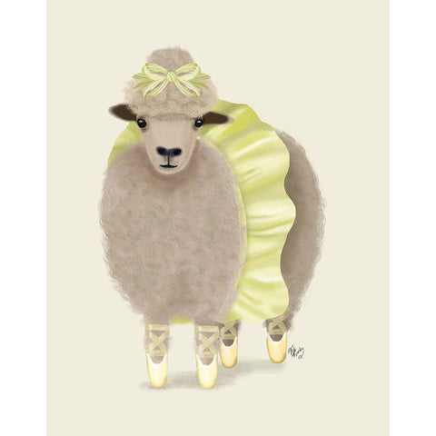 Ballet Sheep 2 Gold Ornate Wood Framed Art Print with Double Matting by Fab Funky