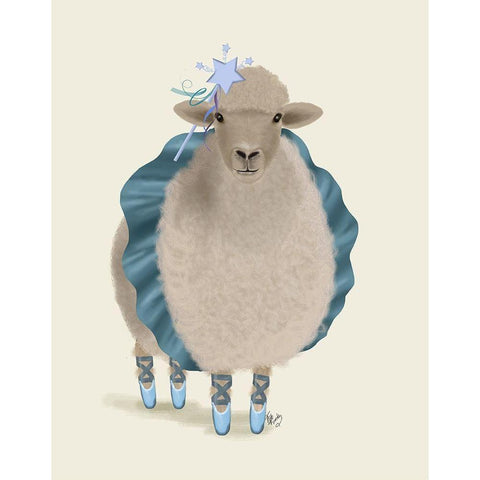 Ballet Sheep 5 Gold Ornate Wood Framed Art Print with Double Matting by Fab Funky
