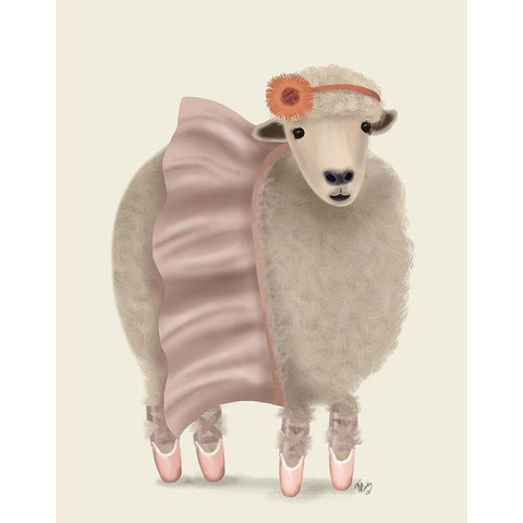 Ballet Sheep 6 Gold Ornate Wood Framed Art Print with Double Matting by Fab Funky