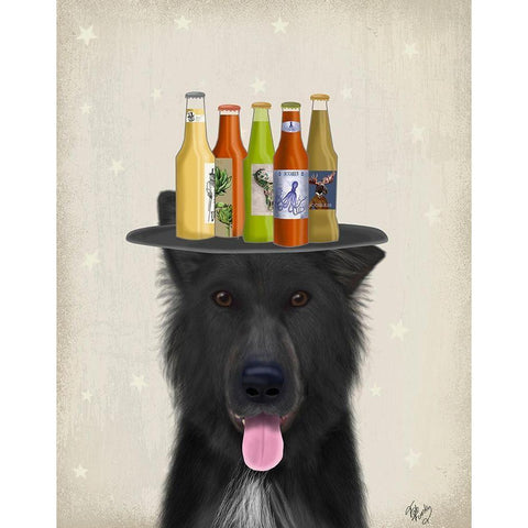 Groenendael Beer Lover White Modern Wood Framed Art Print by Fab Funky