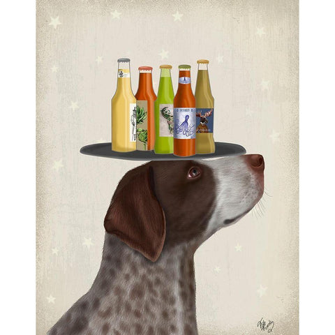 German Shorthaired Pointer Ice Cream Beer Lover White Modern Wood Framed Art Print by Fab Funky