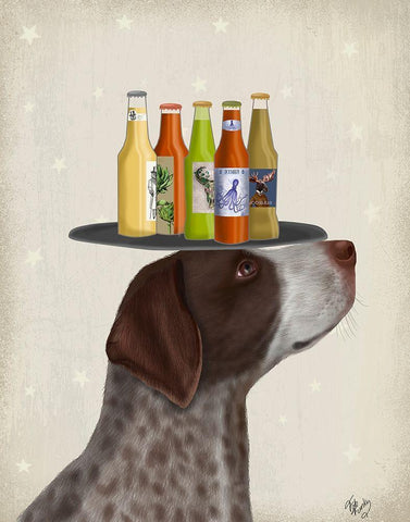 German Shorthaired Pointer Ice Cream Beer Lover White Modern Wood Framed Art Print with Double Matting by Fab Funky