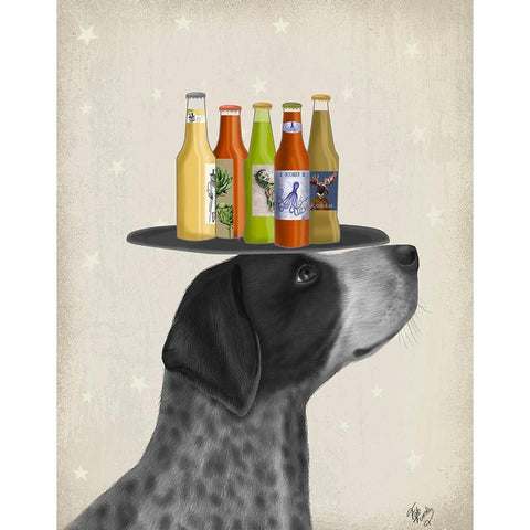 German Shorthaired Pointer Ice Cream, Black Beer Lover White Modern Wood Framed Art Print by Fab Funky