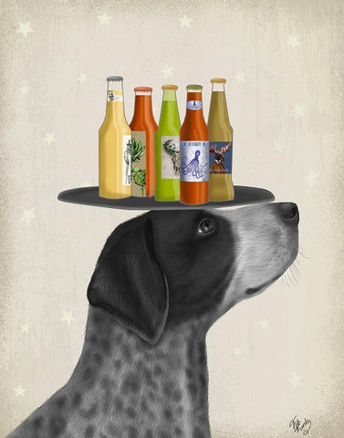 German Shorthaired Pointer Ice Cream, Black Beer Lover White Modern Wood Framed Art Print with Double Matting by Fab Funky