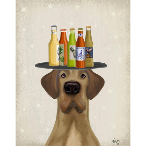 Great Dane Tan Beer Lover Black Modern Wood Framed Art Print with Double Matting by Fab Funky