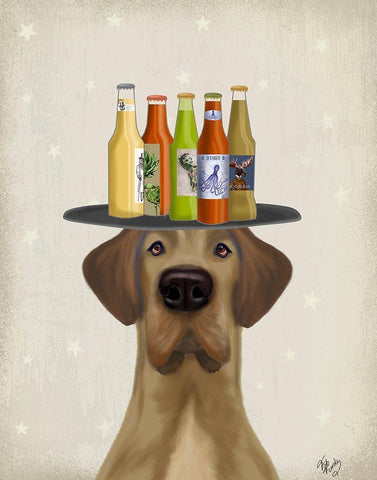 Great Dane Tan Beer Lover White Modern Wood Framed Art Print with Double Matting by Fab Funky