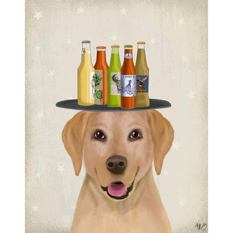 Maltese Beer Lover Black Modern Wood Framed Art Print with Double Matting by Fab Funky