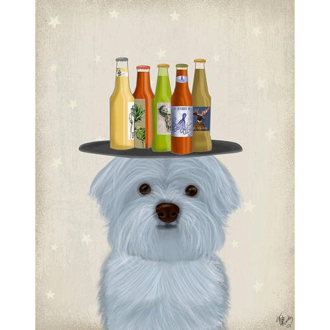Newfoundland Beer Lover Black Modern Wood Framed Art Print by Fab Funky