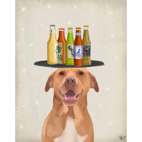 Pomeranian Beer Lover Black Modern Wood Framed Art Print with Double Matting by Fab Funky