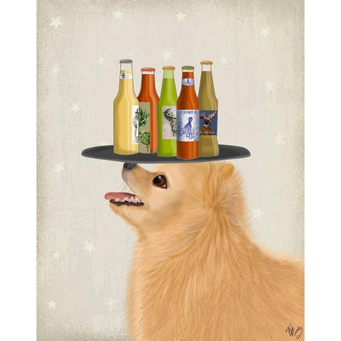 Poodle White Beer Lover Black Modern Wood Framed Art Print with Double Matting by Fab Funky