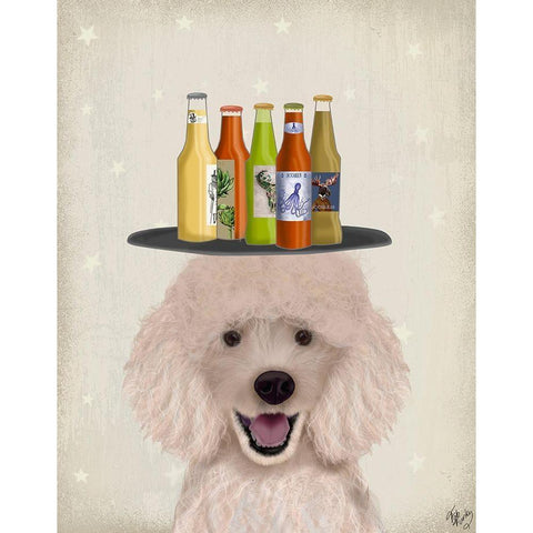 Poodle Beer Lover Gold Ornate Wood Framed Art Print with Double Matting by Fab Funky