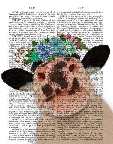 Cow with Flower Crown 2 Book Print Black Ornate Wood Framed Art Print with Double Matting by Fab Funky