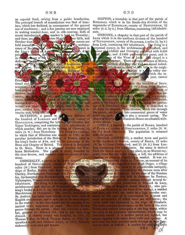 Cow Bohemian 1 Book Print White Modern Wood Framed Art Print with Double Matting by Fab Funky