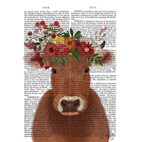Cow Bohemian 1 Book Print Gold Ornate Wood Framed Art Print with Double Matting by Fab Funky