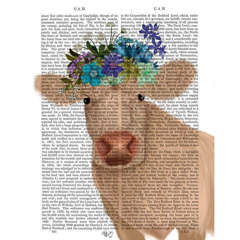 Cow Cream Bohemian 2 Book Print Gold Ornate Wood Framed Art Print with Double Matting by Fab Funky