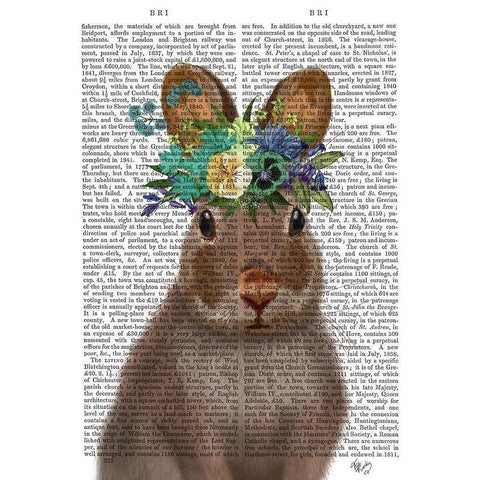 Rabbit Bohemian Book Print Black Modern Wood Framed Art Print with Double Matting by Fab Funky