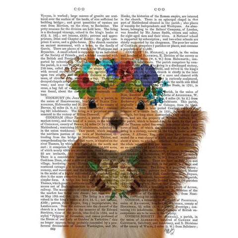 Squirrel Bohemian Book Print Gold Ornate Wood Framed Art Print with Double Matting by Fab Funky