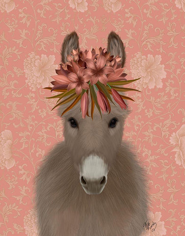 Donkey Bohemian 1 White Modern Wood Framed Art Print with Double Matting by Fab Funky