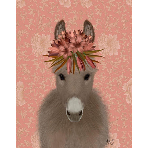 Donkey Bohemian 1 White Modern Wood Framed Art Print by Fab Funky
