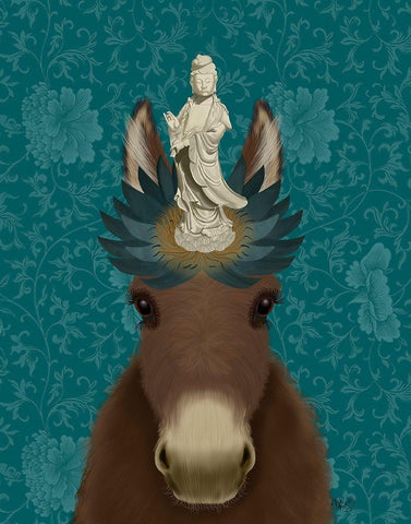Donkey Bodhisattva White Modern Wood Framed Art Print with Double Matting by Fab Funky