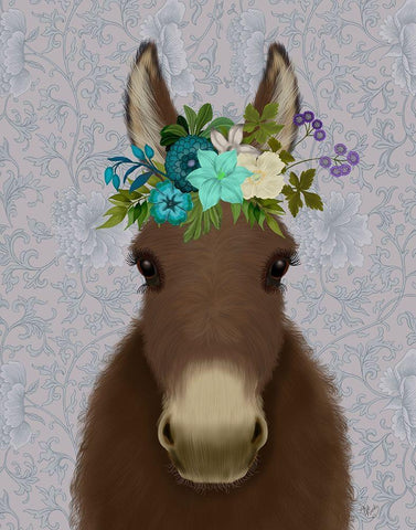 Donkey Bohemian 3 Black Ornate Wood Framed Art Print with Double Matting by Fab Funky