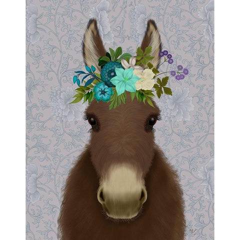 Donkey Bohemian 3 Black Modern Wood Framed Art Print by Fab Funky