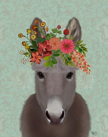 Donkey Bohemian 4 White Modern Wood Framed Art Print with Double Matting by Fab Funky