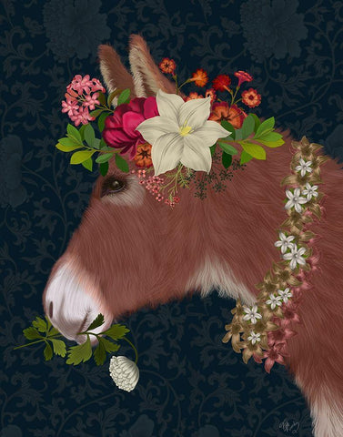 Donkey Bohemian 5 Black Ornate Wood Framed Art Print with Double Matting by Fab Funky