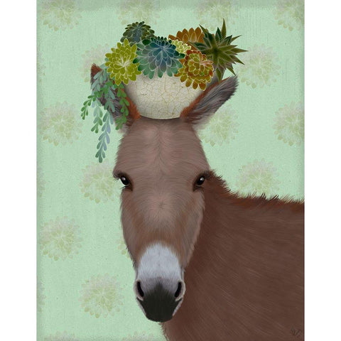 Donkey Succulent White Modern Wood Framed Art Print by Fab Funky
