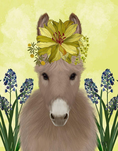 Donkey Sunflower White Modern Wood Framed Art Print with Double Matting by Fab Funky