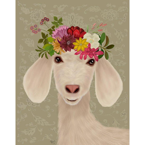Goat Bohemian 2 Black Modern Wood Framed Art Print by Fab Funky