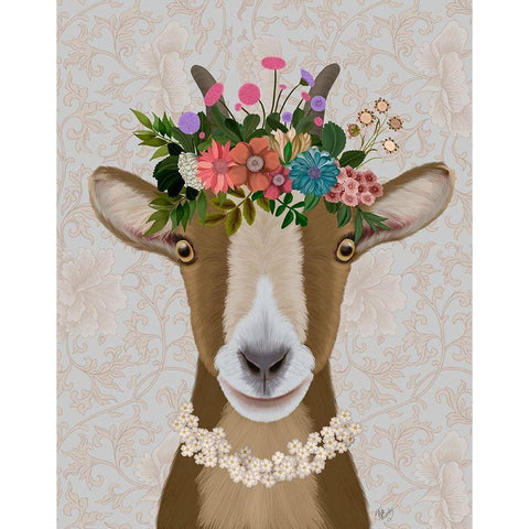 Goat Bohemian 3 Black Modern Wood Framed Art Print with Double Matting by Fab Funky
