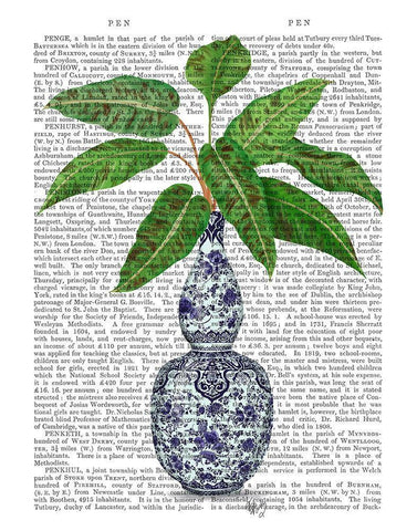 Chinoiserie Vase 1, With Plant Book Print Black Ornate Wood Framed Art Print with Double Matting by Fab Funky