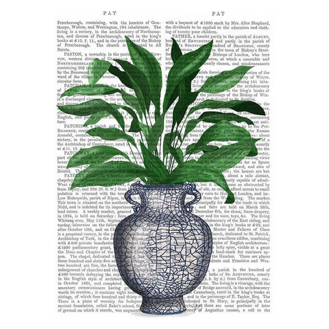 Chinoiserie Vase 2, With Plant Book Print Black Modern Wood Framed Art Print with Double Matting by Fab Funky