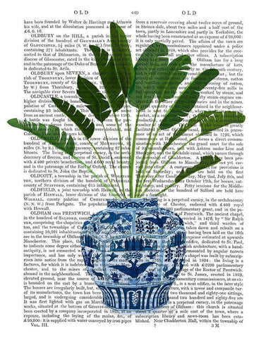 Chinoiserie Vase 5, With Plant Book Print White Modern Wood Framed Art Print with Double Matting by Fab Funky