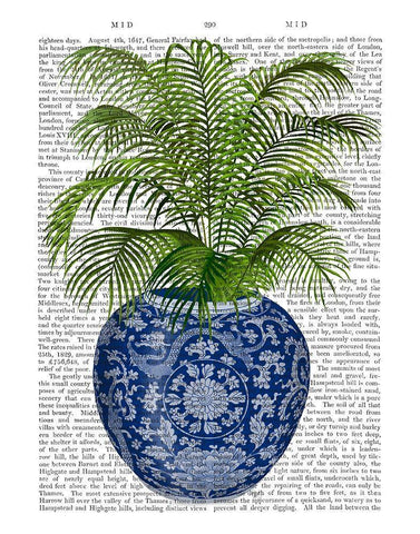 Chinoiserie Vase 6, With Plant Book Print White Modern Wood Framed Art Print with Double Matting by Fab Funky