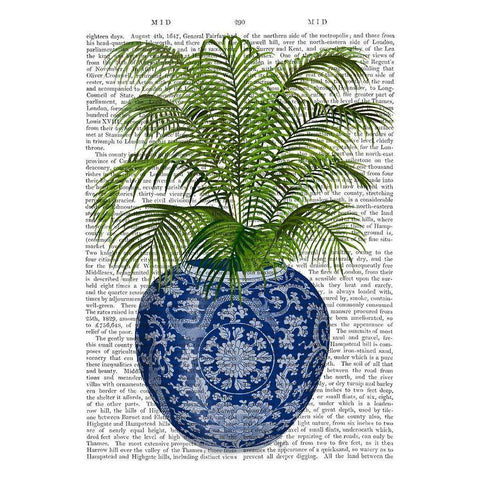 Chinoiserie Vase 6, With Plant Book Print Black Modern Wood Framed Art Print with Double Matting by Fab Funky