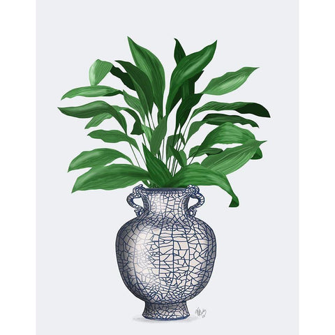 Chinoiserie Vase 2, With Plant Gold Ornate Wood Framed Art Print with Double Matting by Fab Funky