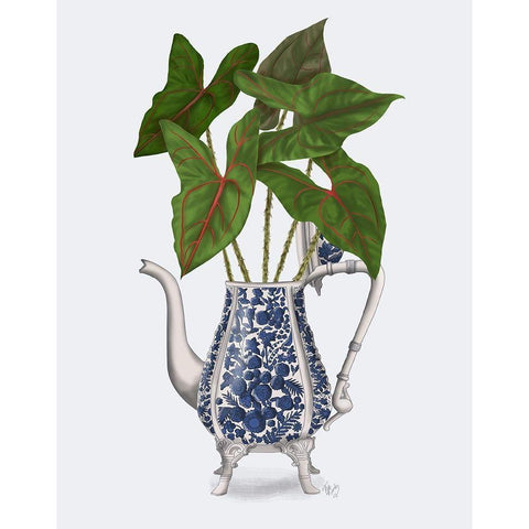 Chinoiserie Vase 4, With Plant White Modern Wood Framed Art Print by Fab Funky