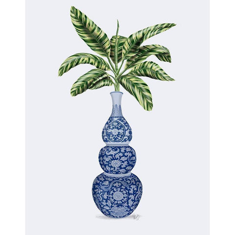 Chinoiserie Vase 7, With Plant Black Modern Wood Framed Art Print with Double Matting by Fab Funky