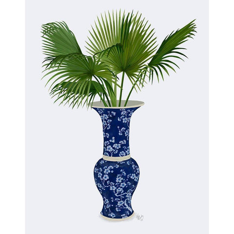 Chinoiserie Vase 8, With Plant Gold Ornate Wood Framed Art Print with Double Matting by Fab Funky