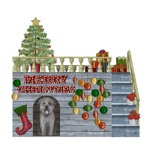 Christmas Des - Christmas Kennel - Bauble White Modern Wood Framed Art Print with Double Matting by Fab Funky