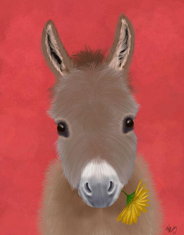 Donkey Yellow Flower White Modern Wood Framed Art Print with Double Matting by Fab Funky