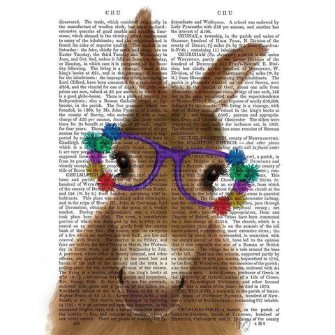 Donkey Purple Flower Glasses Book Print White Modern Wood Framed Art Print by Fab Funky