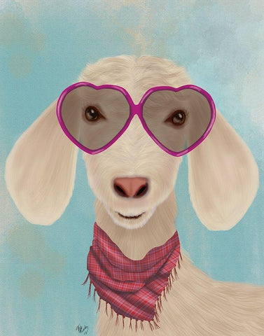 Goat Heart Glasses White Modern Wood Framed Art Print with Double Matting by Fab Funky