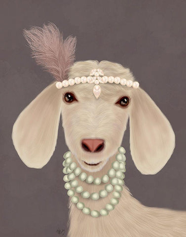 Posh White Goat White Modern Wood Framed Art Print with Double Matting by Fab Funky