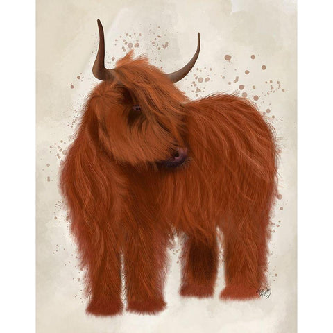 Highland Cow 2, Full Gold Ornate Wood Framed Art Print with Double Matting by Fab Funky
